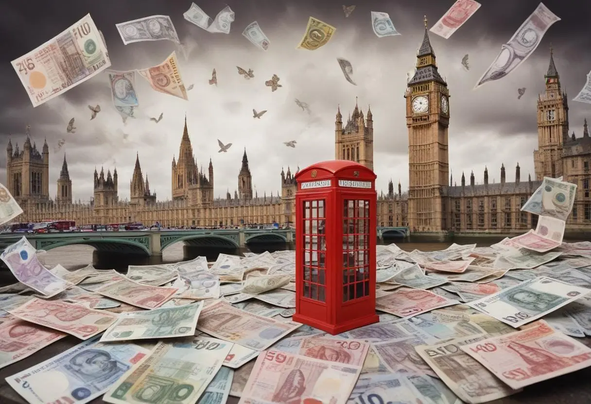 Så enkelt med valuta och uttagsautomater i London, Storbritannien illustration