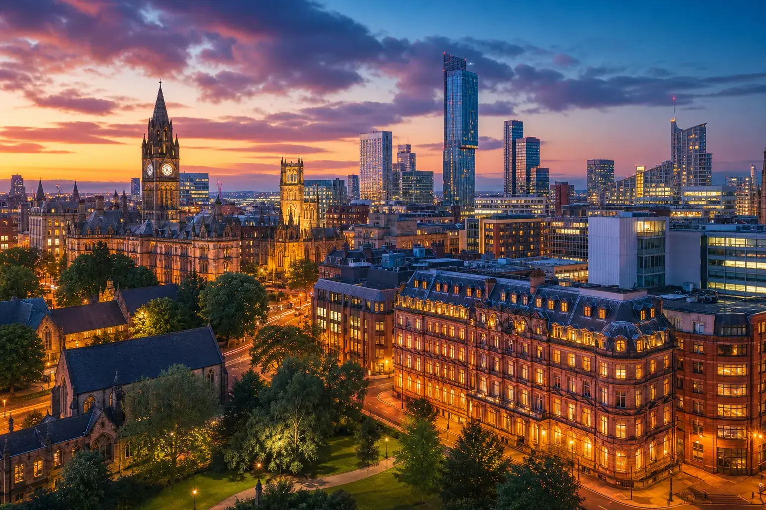 Boka hotell Manchester illustration