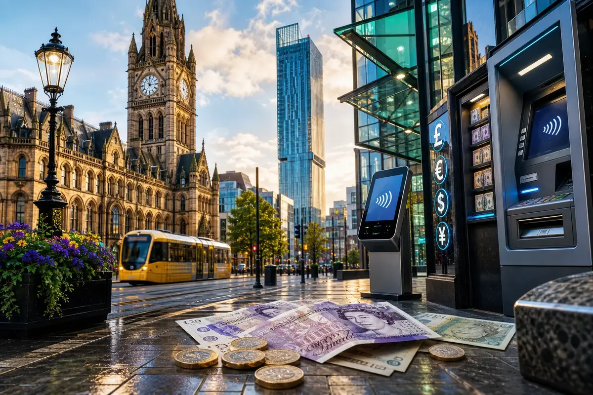 Smarta tips om valuta och uttagsautomater i Manchester illustration